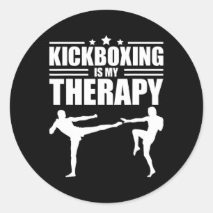 Sticker Rond Cool Kickboxing pour hommes femmes Workout Kickbox