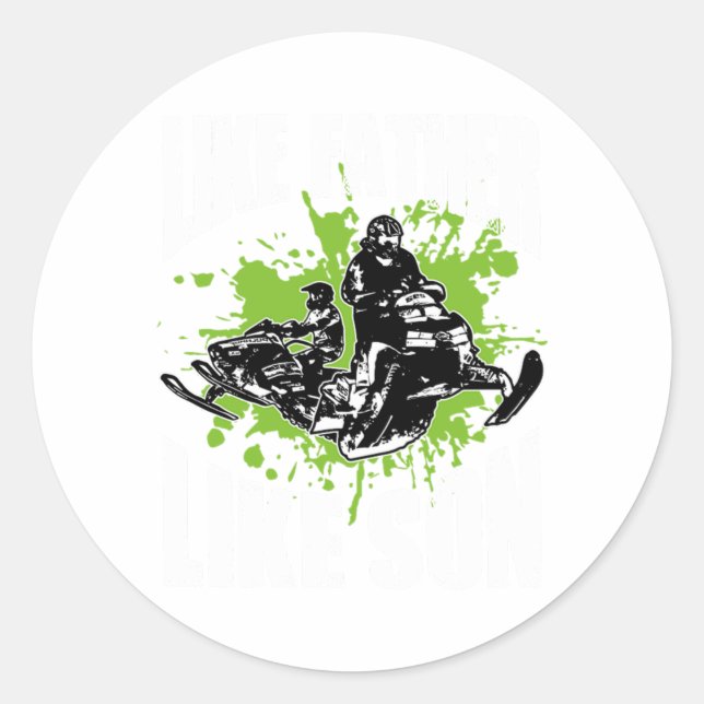 Sticker Rond Cool Like Father Like Son Snowmobile Rider Gift (Devant)