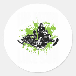 Sticker Rond Cool Like Father Like Son Snowmobile Rider Gift