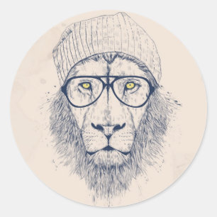 Sticker Rond Cool lion