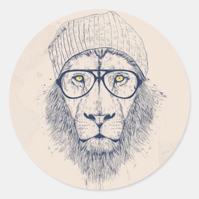 Sticker Rond Cool lion (Devant)