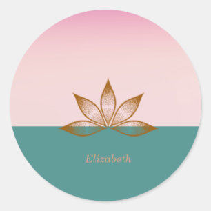 Sticker Rond Cool Lotus Pink Green
