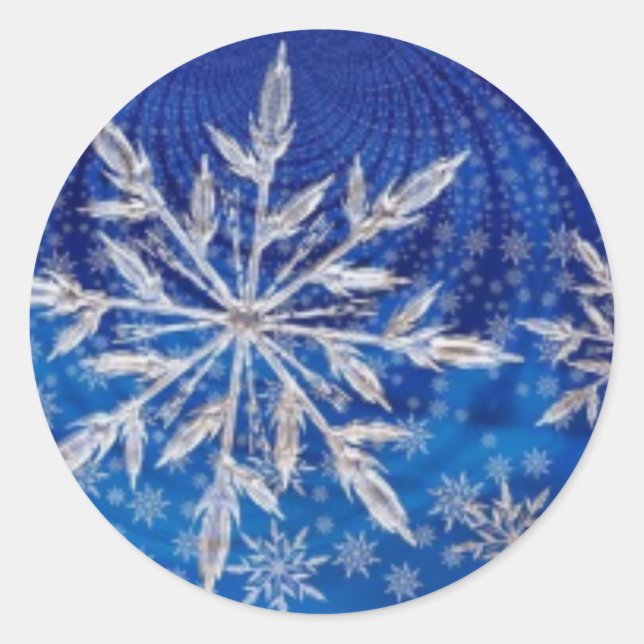 Sticker Rond Cool Magnifique Flocon de neige bleu scintillant (Devant)