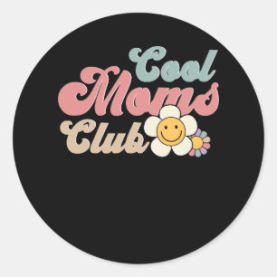 Sticker Rond Cool Maman Club Super Retro Fleur Fête des Mères R