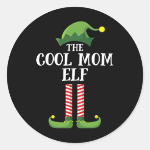 Sticker Rond Cool Maman Elf Correspondant Famille Groupe Noël
