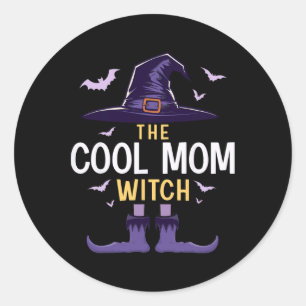 Sticker Rond Cool Maman Halloween Witch Group Costume correspon