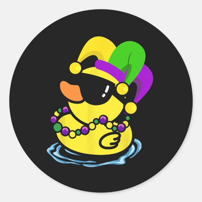 Sticker Rond Cool Mardi Gras Duck New Orleans Carnival Party Wo (Devant)