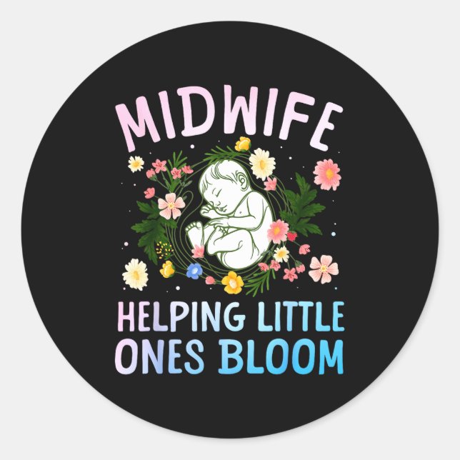 Sticker Rond Cool Midwife Art For Women Midwifery Doula Nursing (Devant)