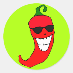 Sticker Rond Cool Mister Red Hot Pepper