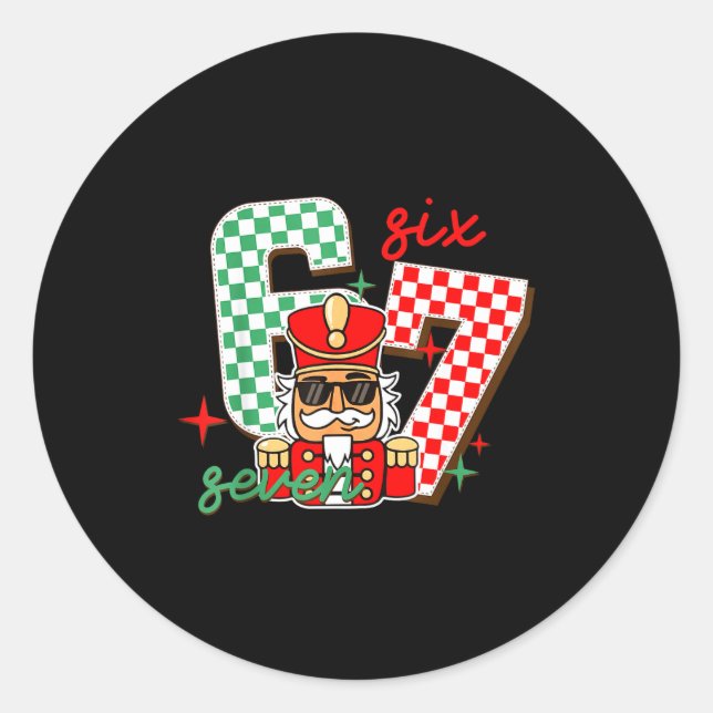 Sticker Rond Cool Nutcracker Christmas 67 Six Seven Gen Alpha S (Devant)