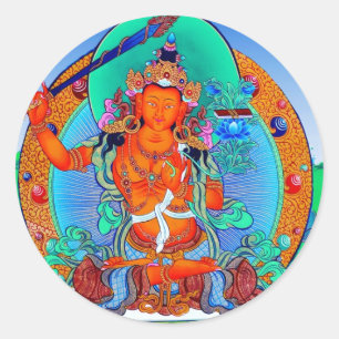 Sticker Rond Cool oriental tibetan thangka Godtattoo art