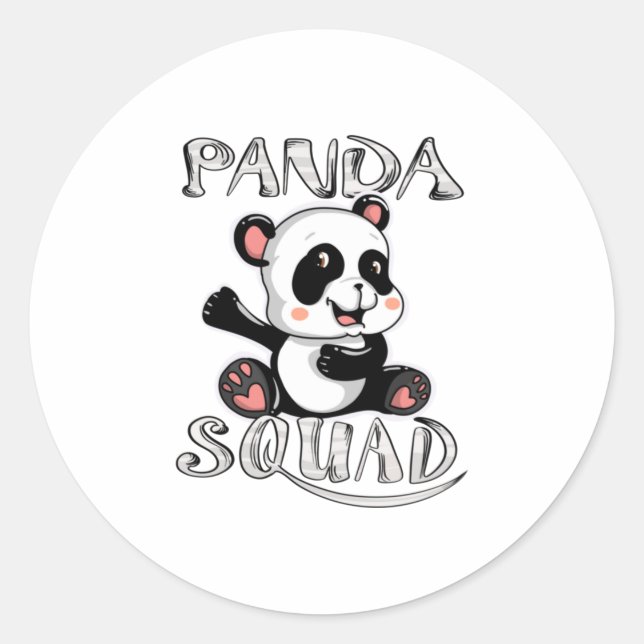 Sticker Rond Cool Panda Squad Funny Énorme Ours Animal Lov (Devant)