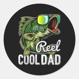 Sticker Rond Cool Papa Pêche Sungles Drôle Fête des pères Cadea