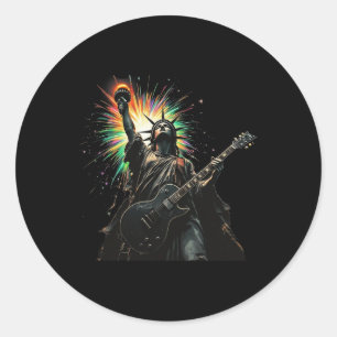 Sticker Rond Cool Patriotique 4 juillet Statue De La Liberté Pl