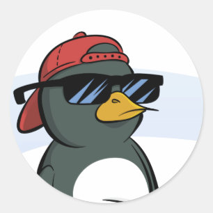 Sticker Rond Cool Penguin Portant des lunettes de soleil