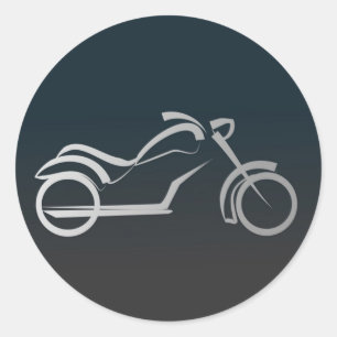 Sticker Rond Cool personnalisé Silver Motorcycle cadre noir