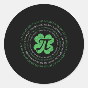 Sticker Rond Cool Pi Day Shamrock Saint Patrick's Day Math Geek