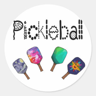 Sticker Rond Cool Pickleball et Paddles Sports Art