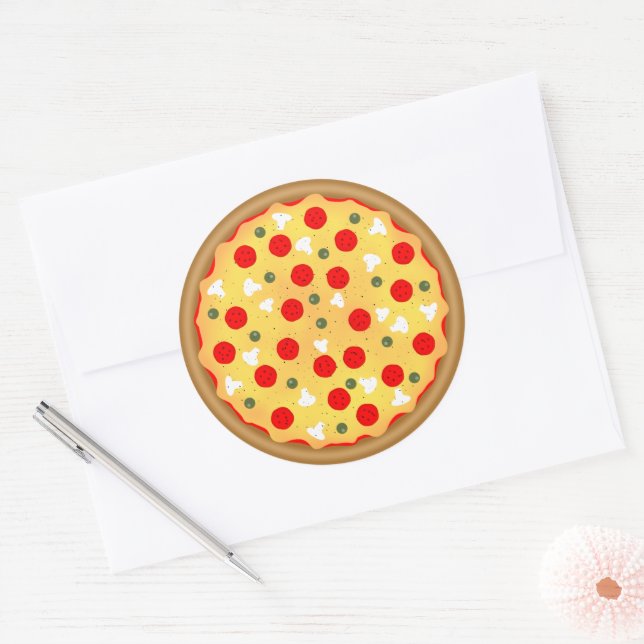 Sticker Rond Cool plaisir pizza fête anniversaire de enfant (Enveloppe)