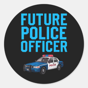 Sticker Rond Cool Police Officier Conception Pour Garçons Enfan