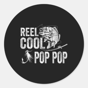 Sticker Rond Cool Pop Pop Fête des pères de pêche Cadeaux