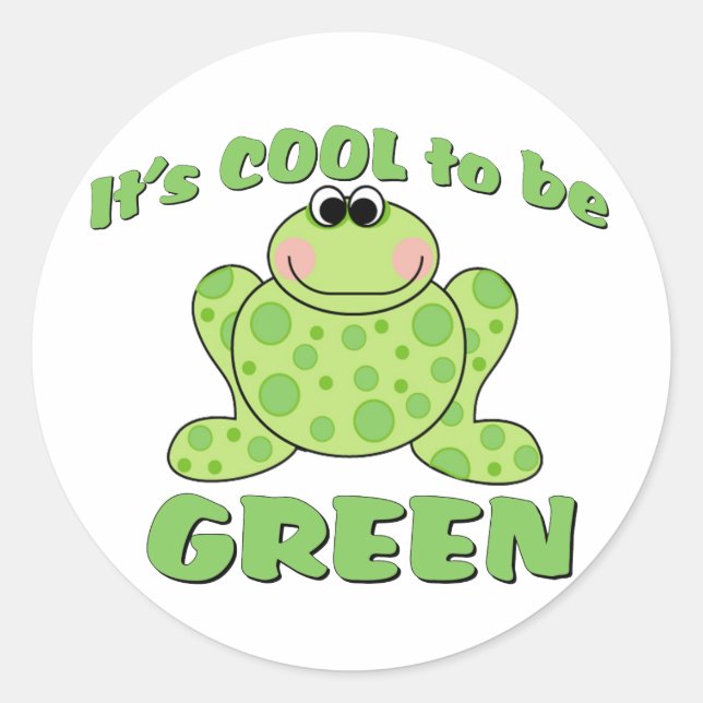 Sticker Rond Cool pour être vert FROG (Devant)