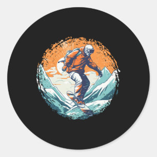 Sticker Rond Cool Pour Snowboard Et Ski Lover Dans Le Moun Blan