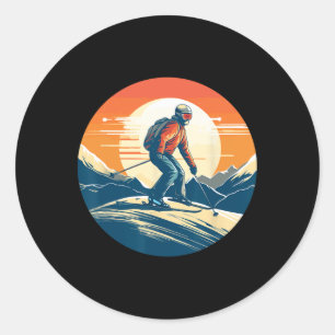 Sticker Rond Cool Pour Snowboard Et Ski Lover Dans Le Moun Blan