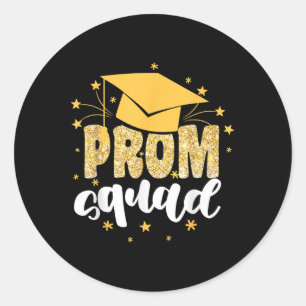 Sticker Rond Cool Prom Squad 2025 Prom Graduation Party Matchin