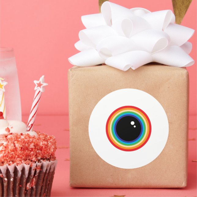 Sticker Rond Cool Rainbow Eyeball (Fête)