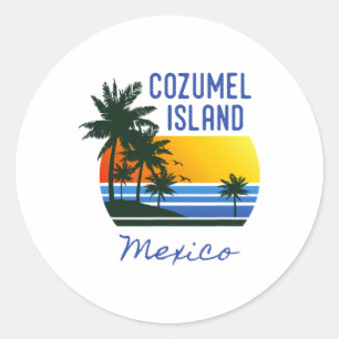 Sticker Rond Cool rétro Cozumel Original Mexique Plages Femmes