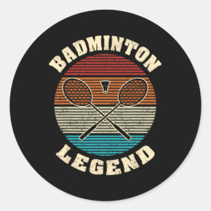 Sticker Rond Cool Retro Crossing Raquettes Badminton Légende Ba