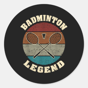 Sticker Rond Cool Retro Crossing Raquettes Badminton Légende Ba