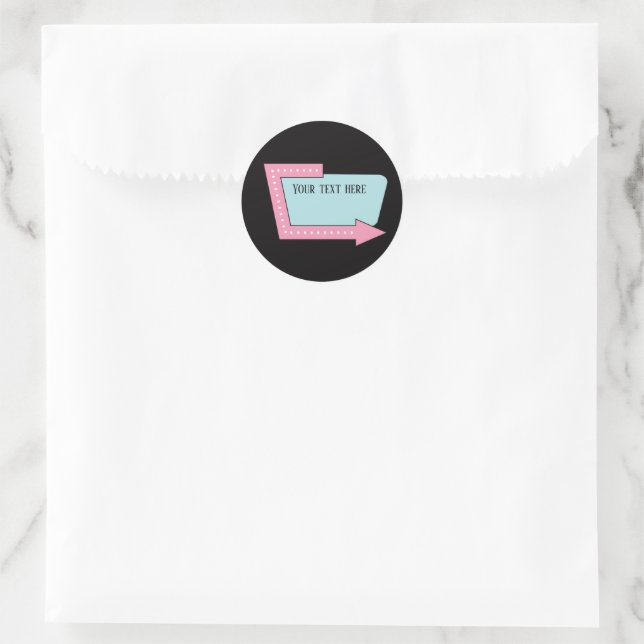 Sticker Rond cool retro fifties diner ajouter le panneau de tex (Sac)