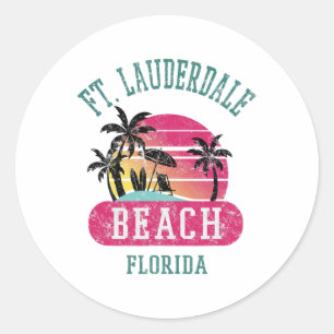 Sticker Rond Cool rétro Ft. Lauderdale Vintage Mens Fl B