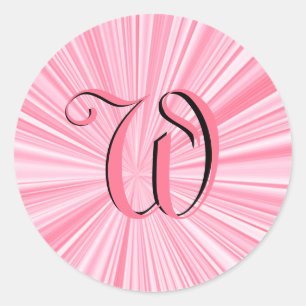 Sticker Rond Cool Rose couleur éclater Monogramme initial perso