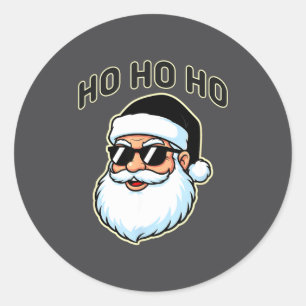 Sticker Rond Cool Santa en lunettes de soleil à chapeau noir Gr
