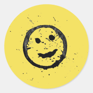 Sticker Rond Cool Sardé Joyeux visage souriant jaune