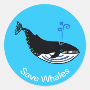 Sticker Rond Cool - Sauvez les BALEINES - Nature - Conservation