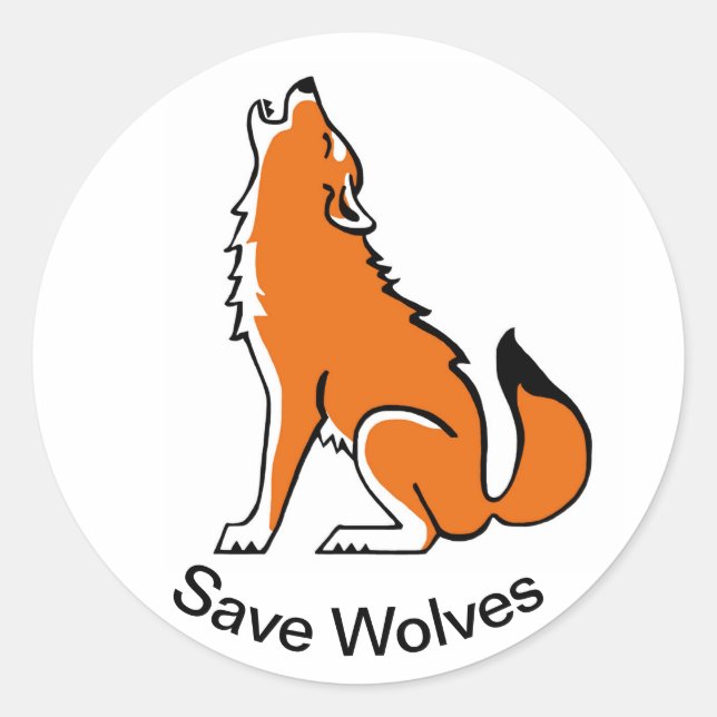 Sticker Rond Cool Save WOLVES - Conservation -Wildlife Warrier  (Devant)