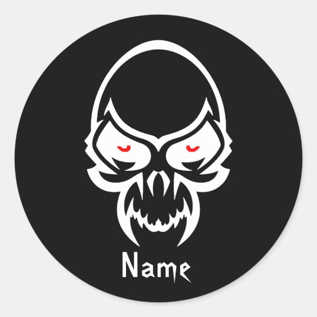 Sticker Rond Cool Simple Elegant Classique Noir Blanc Tribal (Devant)