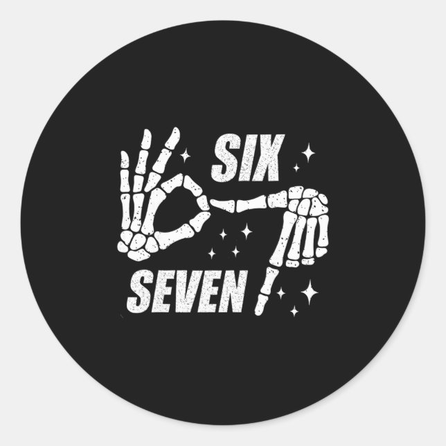Sticker Rond Cool Six Seven Numéro Slang Gen Alpha 6 7 Tendance (Devant)