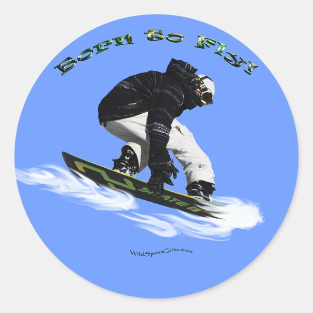 Sticker Rond Cool Snow Boarder Hiver Sports Thème (Devant)