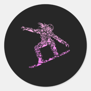 Sticker Rond Cool Snowboarder Vêtements Et Idées Cadeaux Femmes