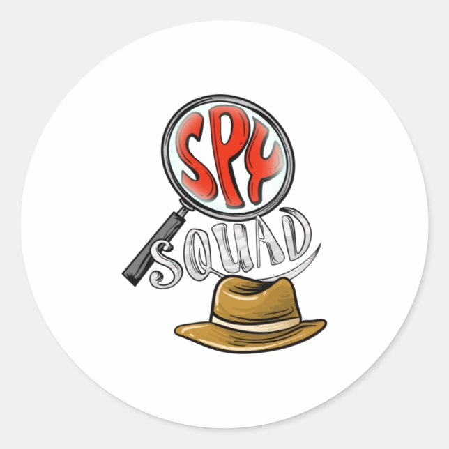 Sticker Rond Cool Spy Squad Kids Funny Secret Agent Group C (Devant)