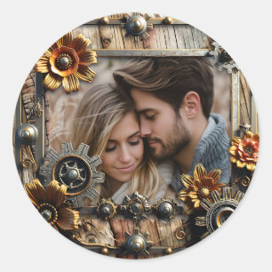 Sticker Rond Cool Steampunk Photo personnalisée