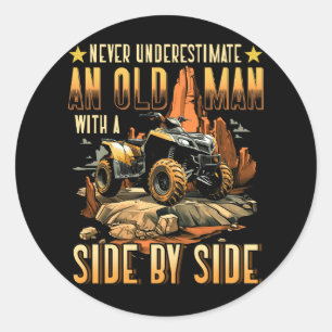 Sticker Rond Cool SXS Pour Grand-Père Hommes Papa Hors VTT UTV