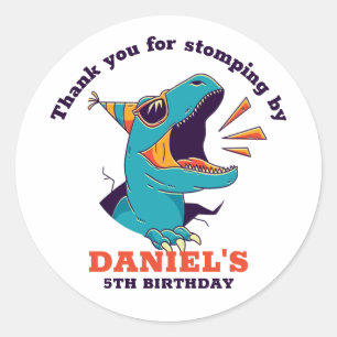 Sticker Rond Cool T-Rex Dinosaur Dinosaur Dinosaure Anniversair