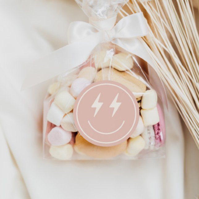 Sticker Rond Cool Un visage heureux À damiers rétro (Créateur téléchargé)