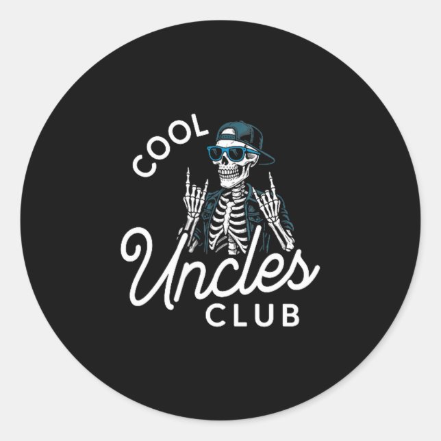 Sticker Rond Cool Uncles Club Shirt Funny Skeleton Men Uncle  (Devant)